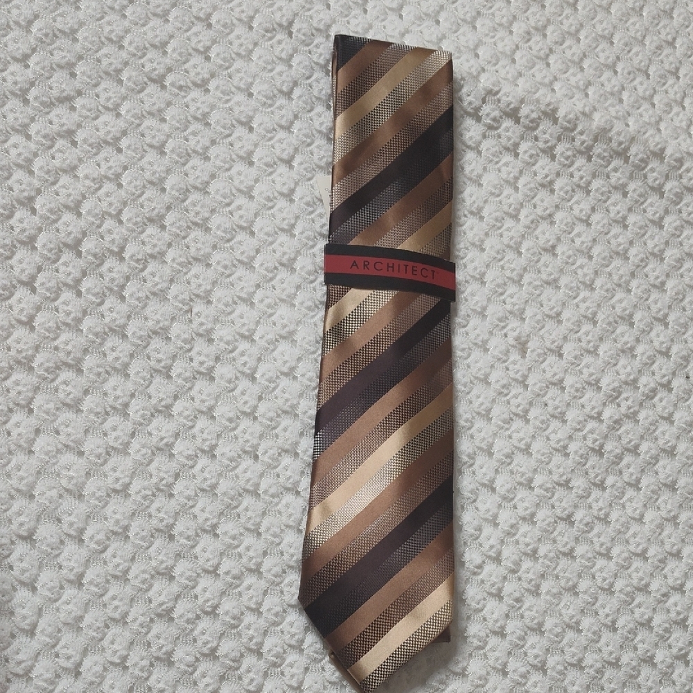 Architect Champagne Brown Striped Men's Tie
